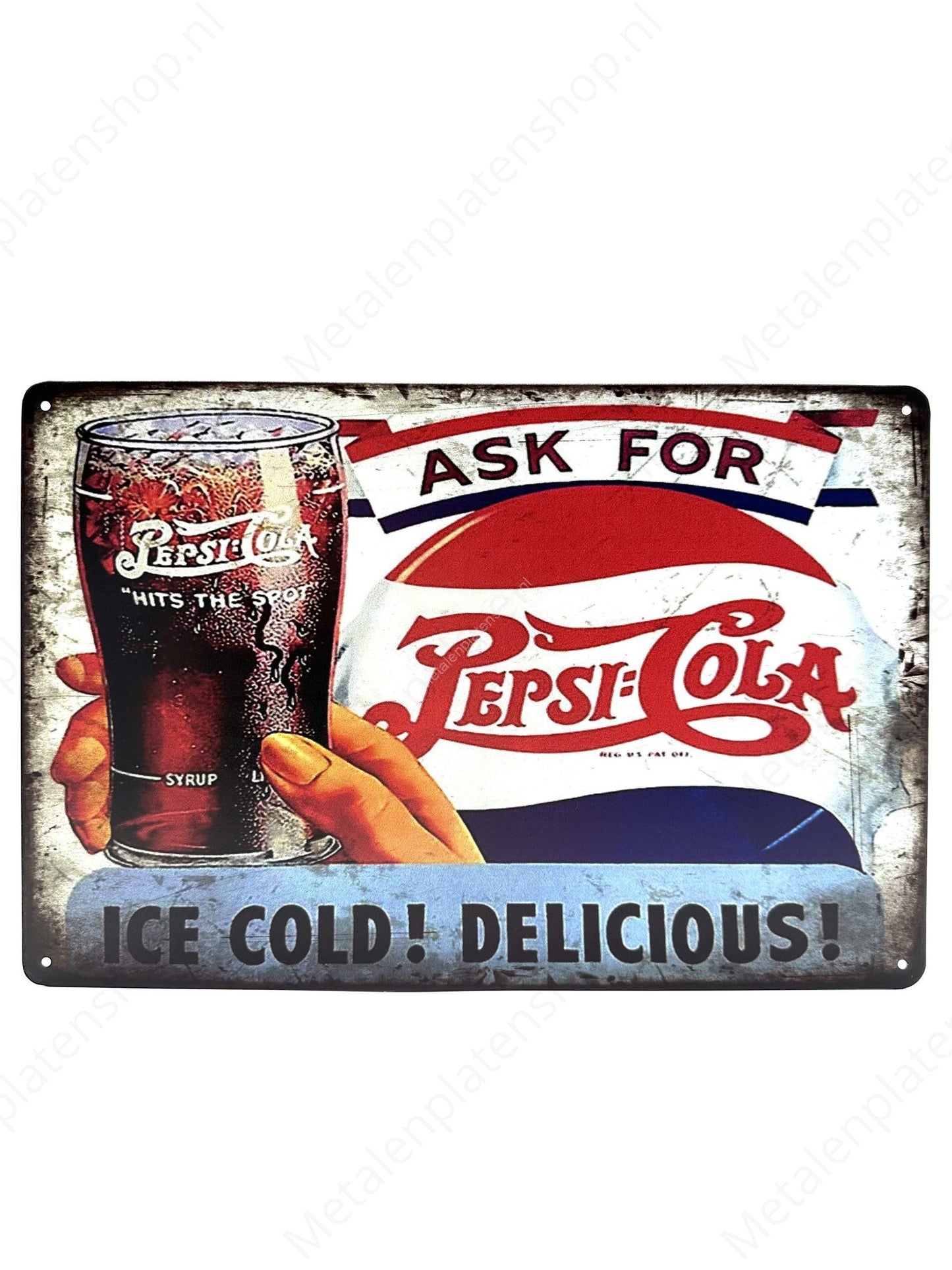 Pepsi Cola - Ice Cold! - Metal Wall Sign