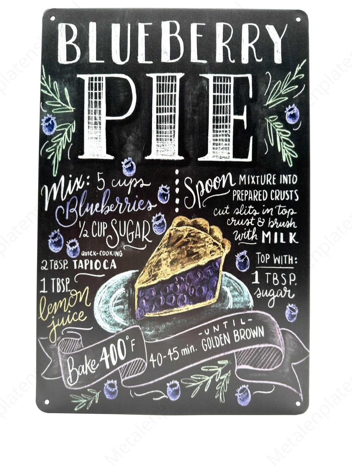Metal Wall Sign -Blueberry Pie - Metal Wall Sign