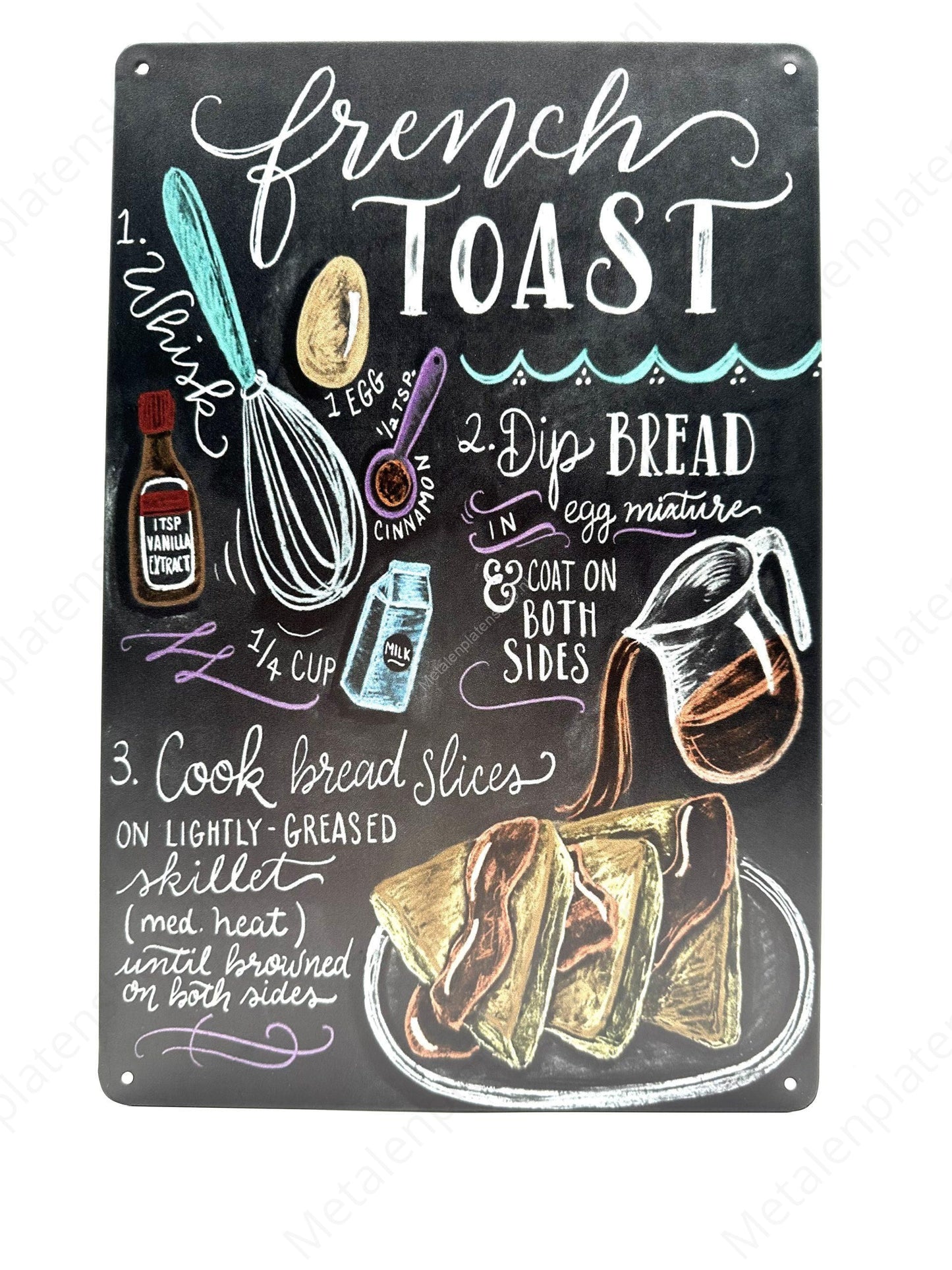 Chalkboard - French Toast - Metal Wall Sign