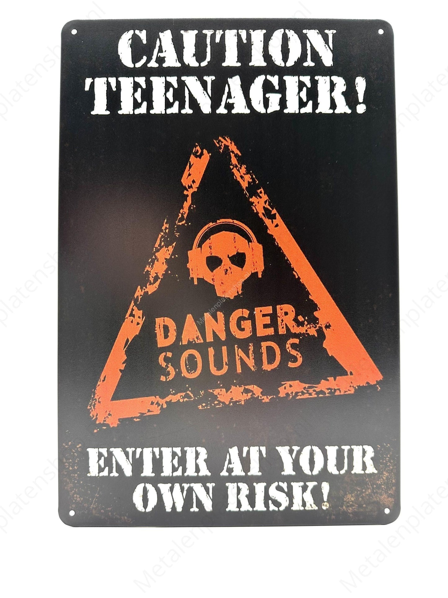 Vorsicht Teenager - Metall Wandschild