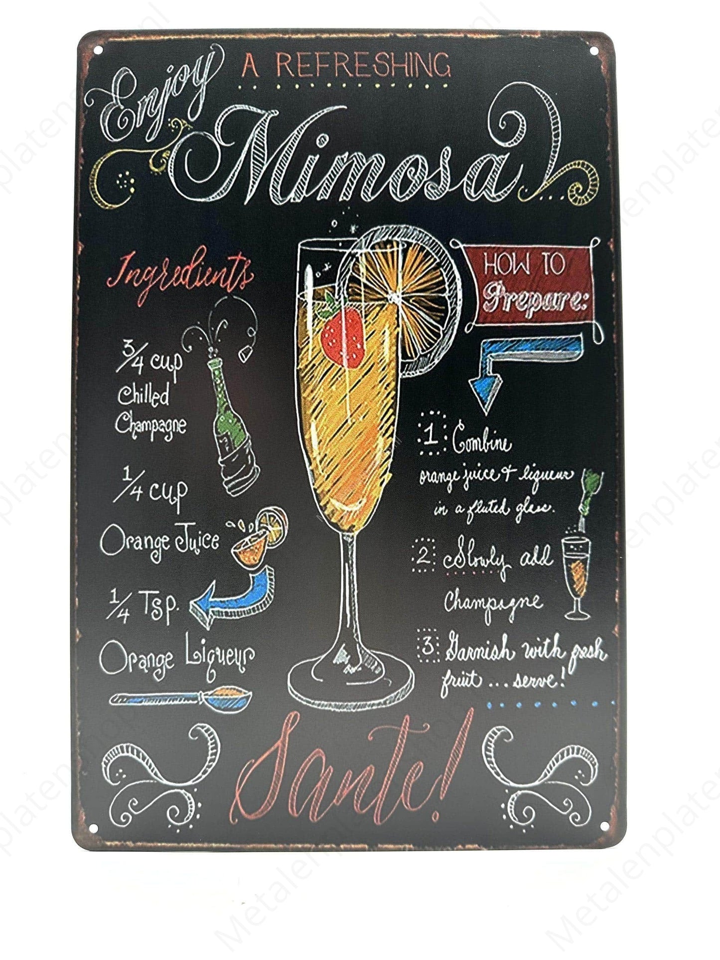 Chalkboard - Cocktail - Mimosa - Metal Wall Sign