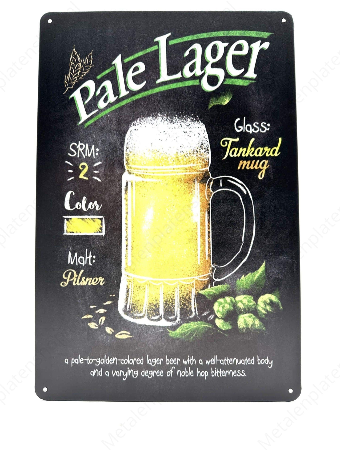Chalkboard - Cocktail - Pale Lager - Metal Wall Sign