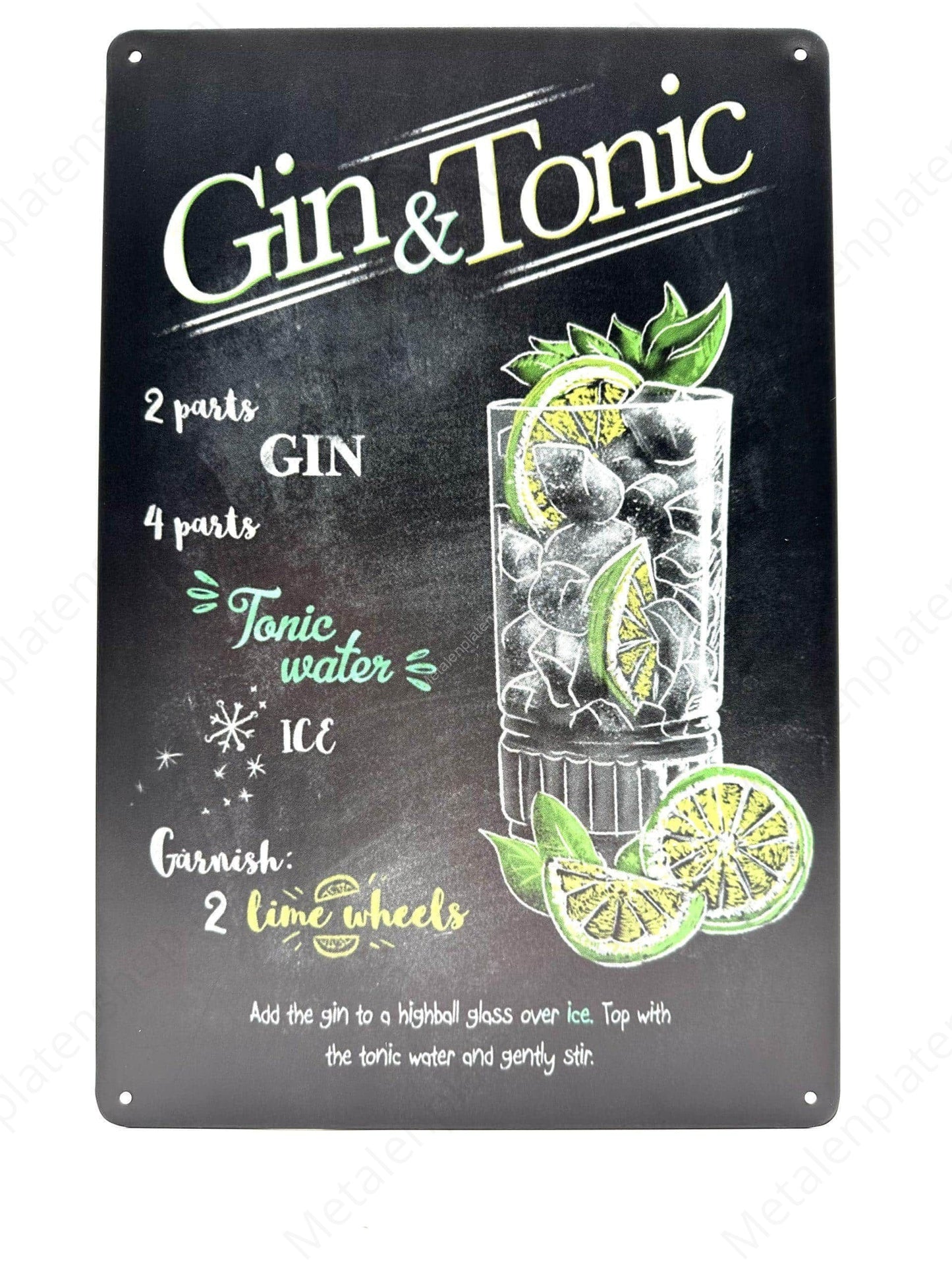 Gin &amp; Tonic - Metallwandschild