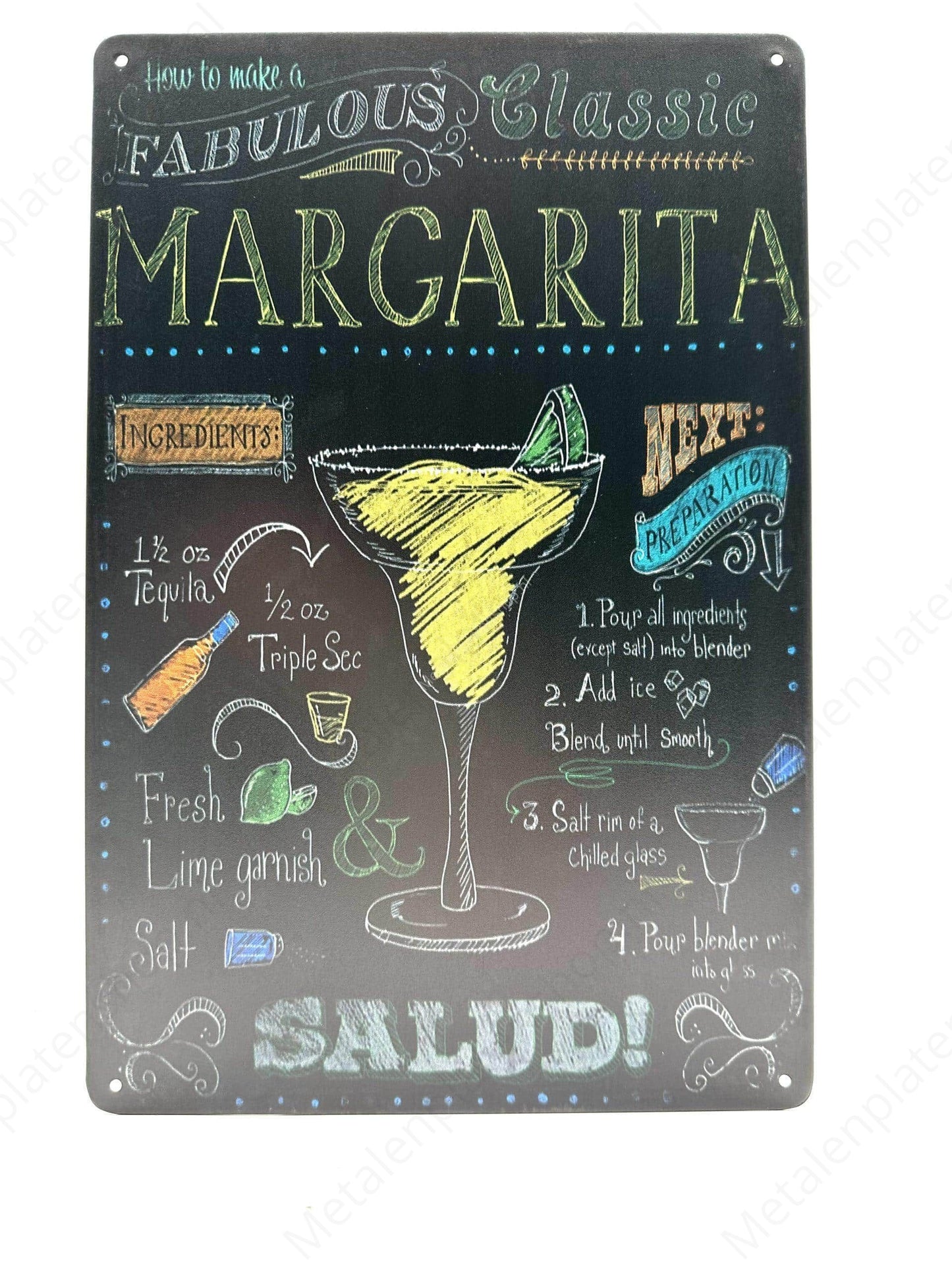 Klassische Margarita - Metallwandschild