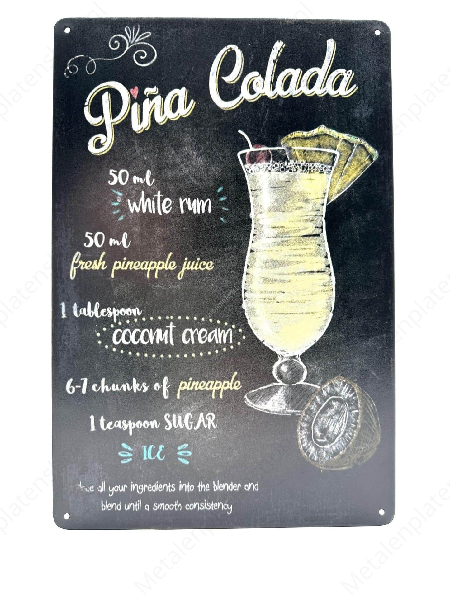 Pina Colada - Metallwandschild