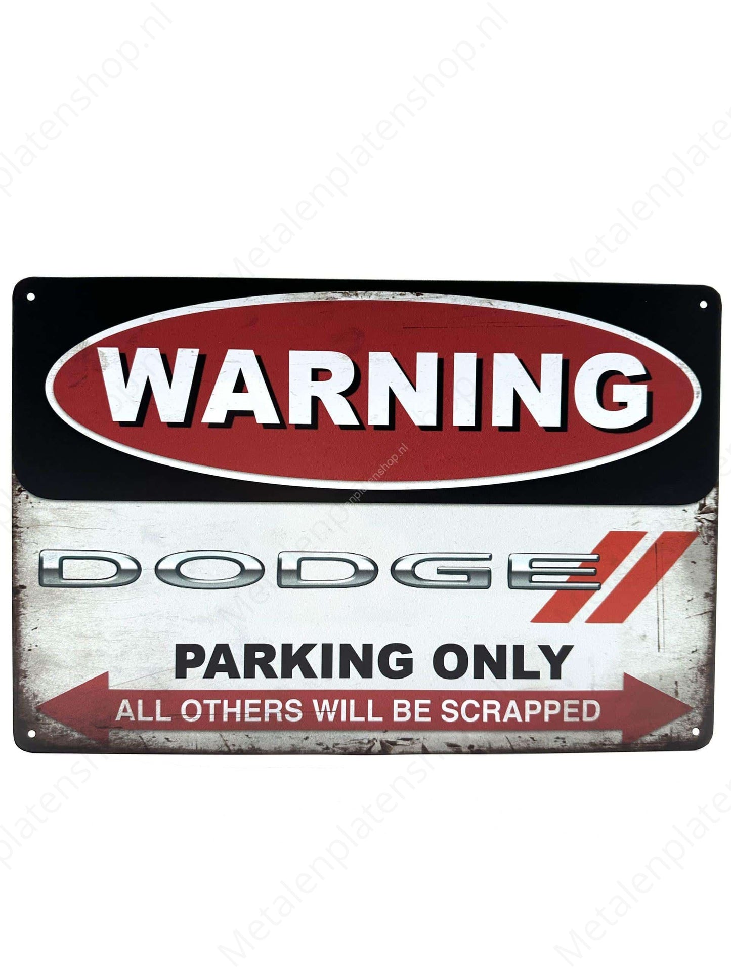 Achtung Dodge – Nur Parken – Metall-Wandschild