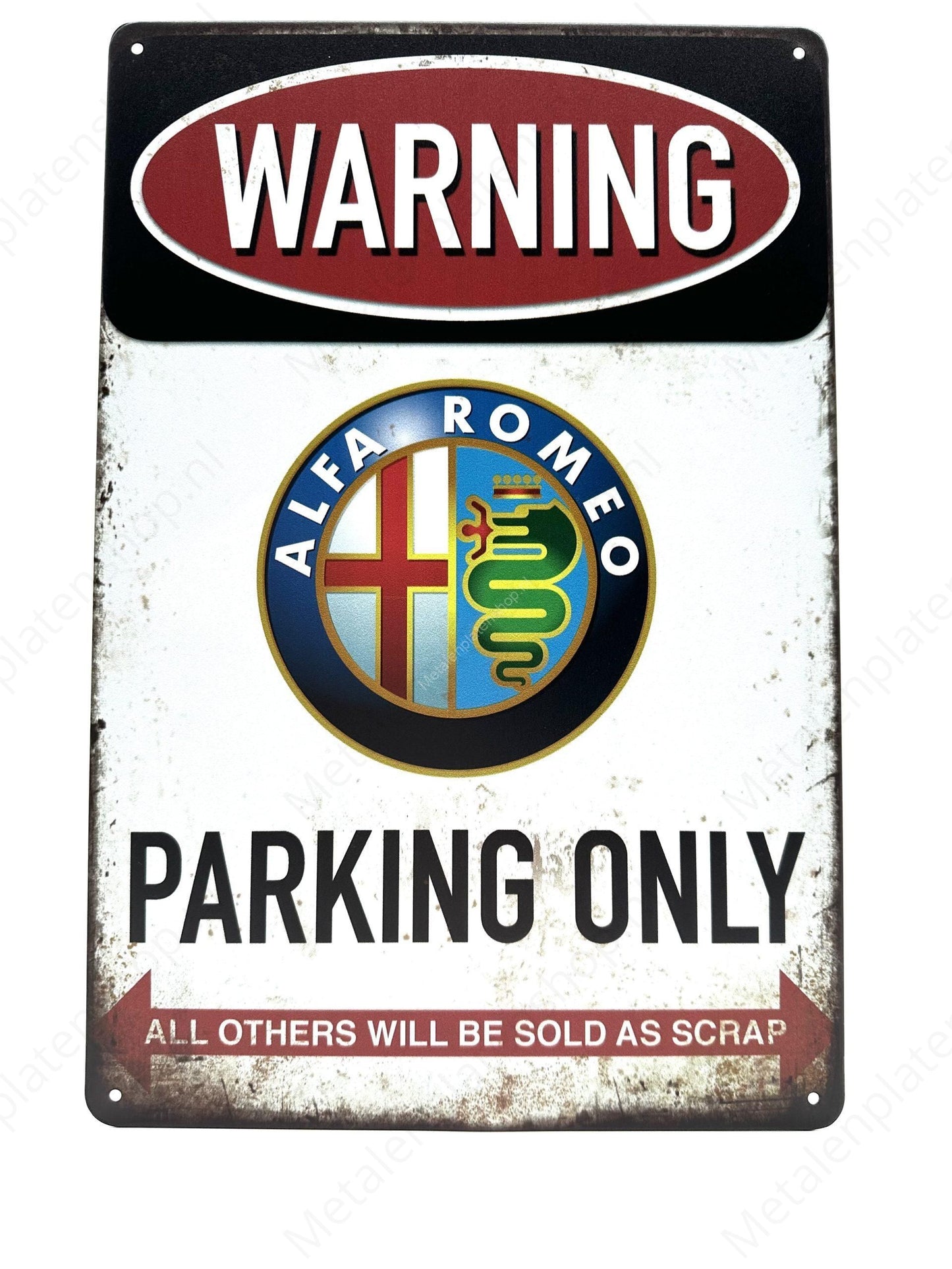 Warning Alfa Romeo - Metal Wall Sign
