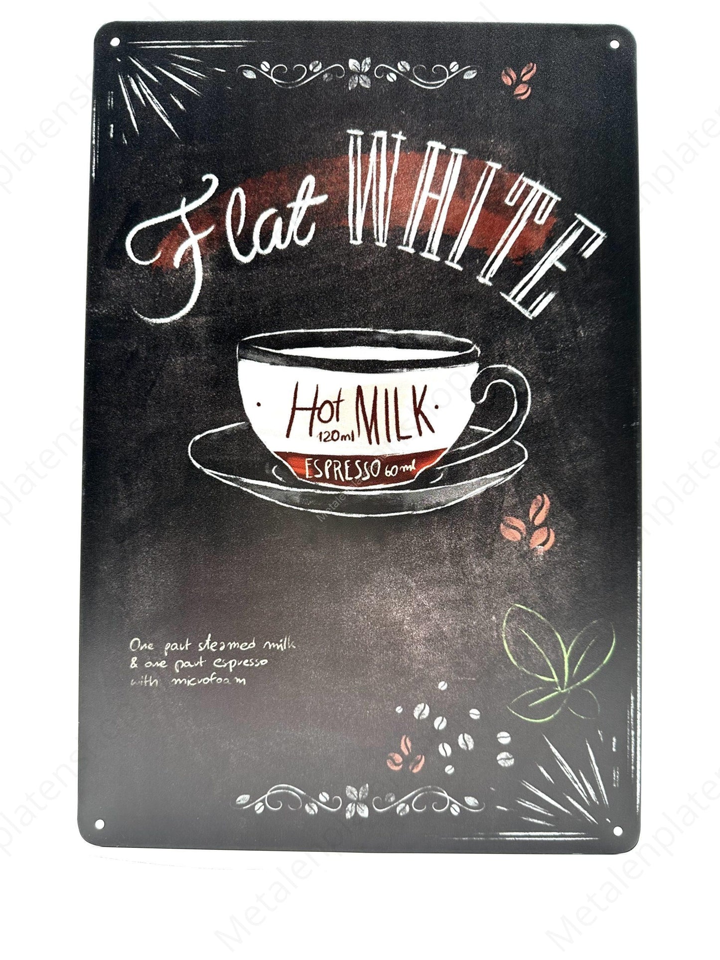 Flat White - Metallwandschild