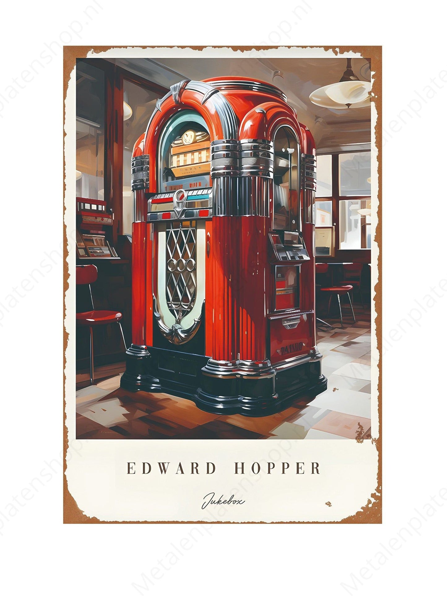 Edward Hopper - Jukebox - Metal Wall Sign