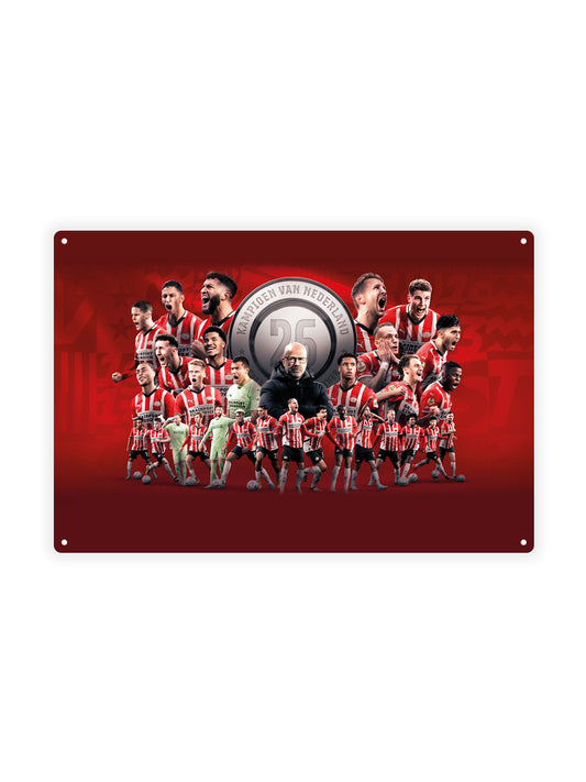 PSV kampioen team - Metalen wandbord