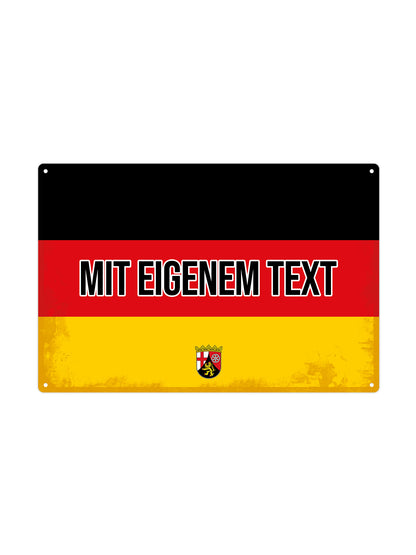 Rheinland-Pfalz - Mit eigenem Text - Metalen Wandbord