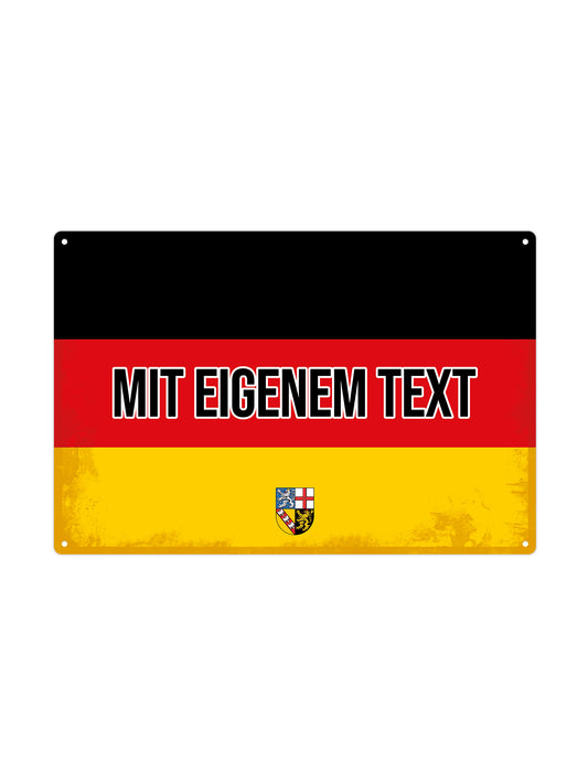 Saarland - With eigenem Text - Metal Wall Sign 