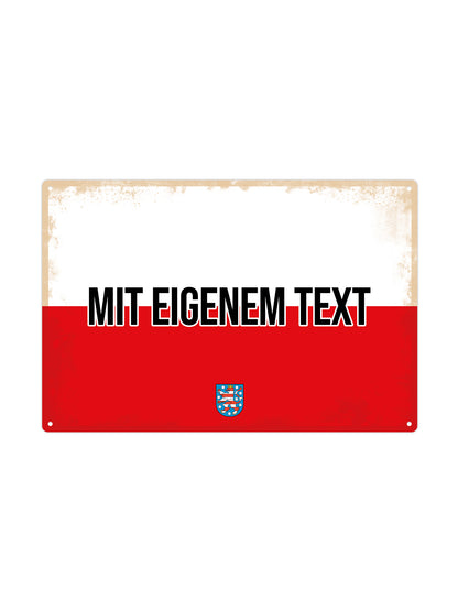 Thüringen - Mit eigenem Text - Metall Wandschild 