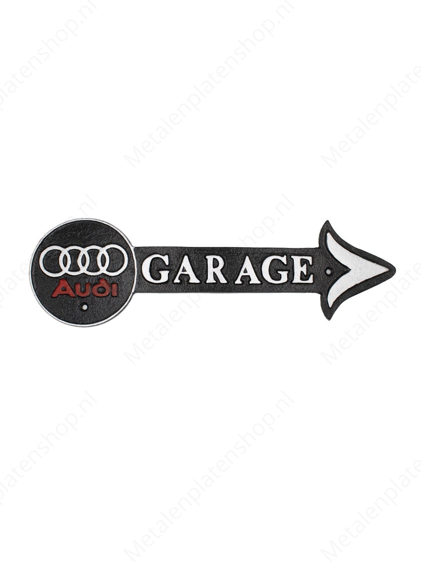 Audi Garagenpfeil - Gusseisenschild - 40x12cm 