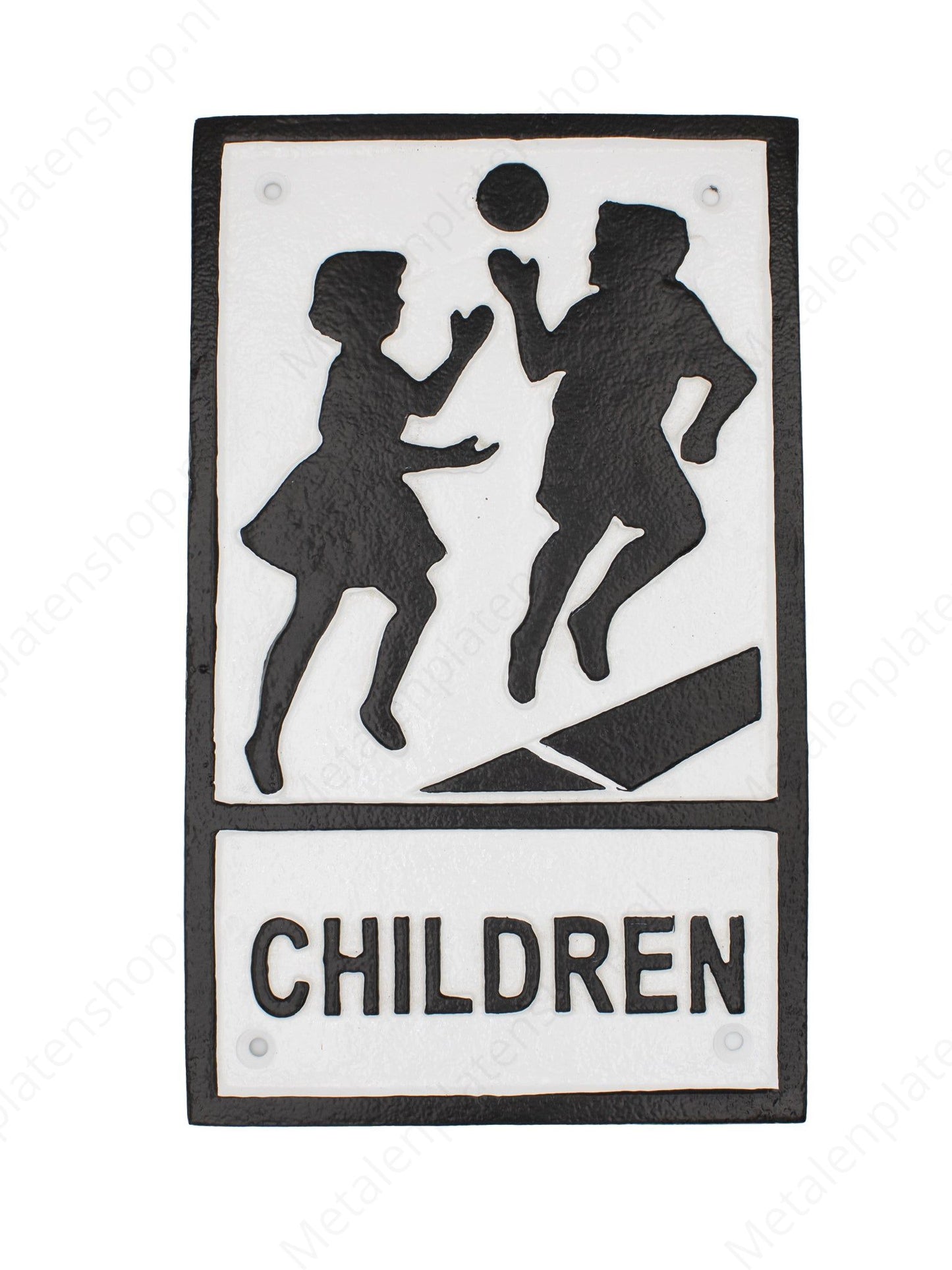 Playing children - Cast iron sign - 30x18cm