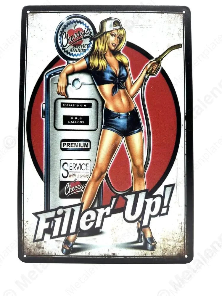 Filler’ Up! - Metalen Wandbord Metaalbord