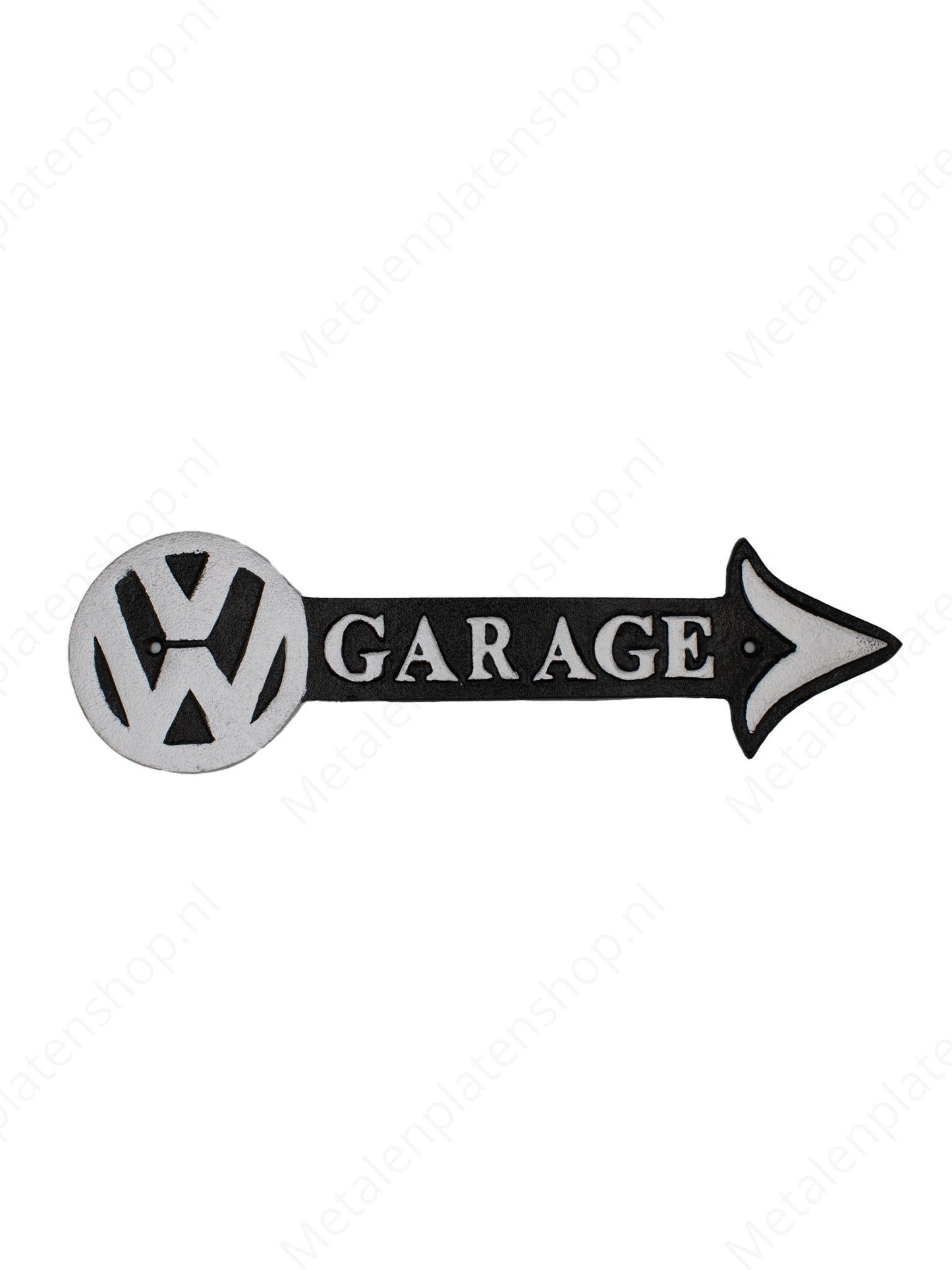 Volkswagen Garagenpfeil - Schild aus Gusseisen - 40x12cm
