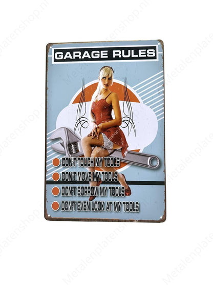 Garage rules - Metalen Wandbord