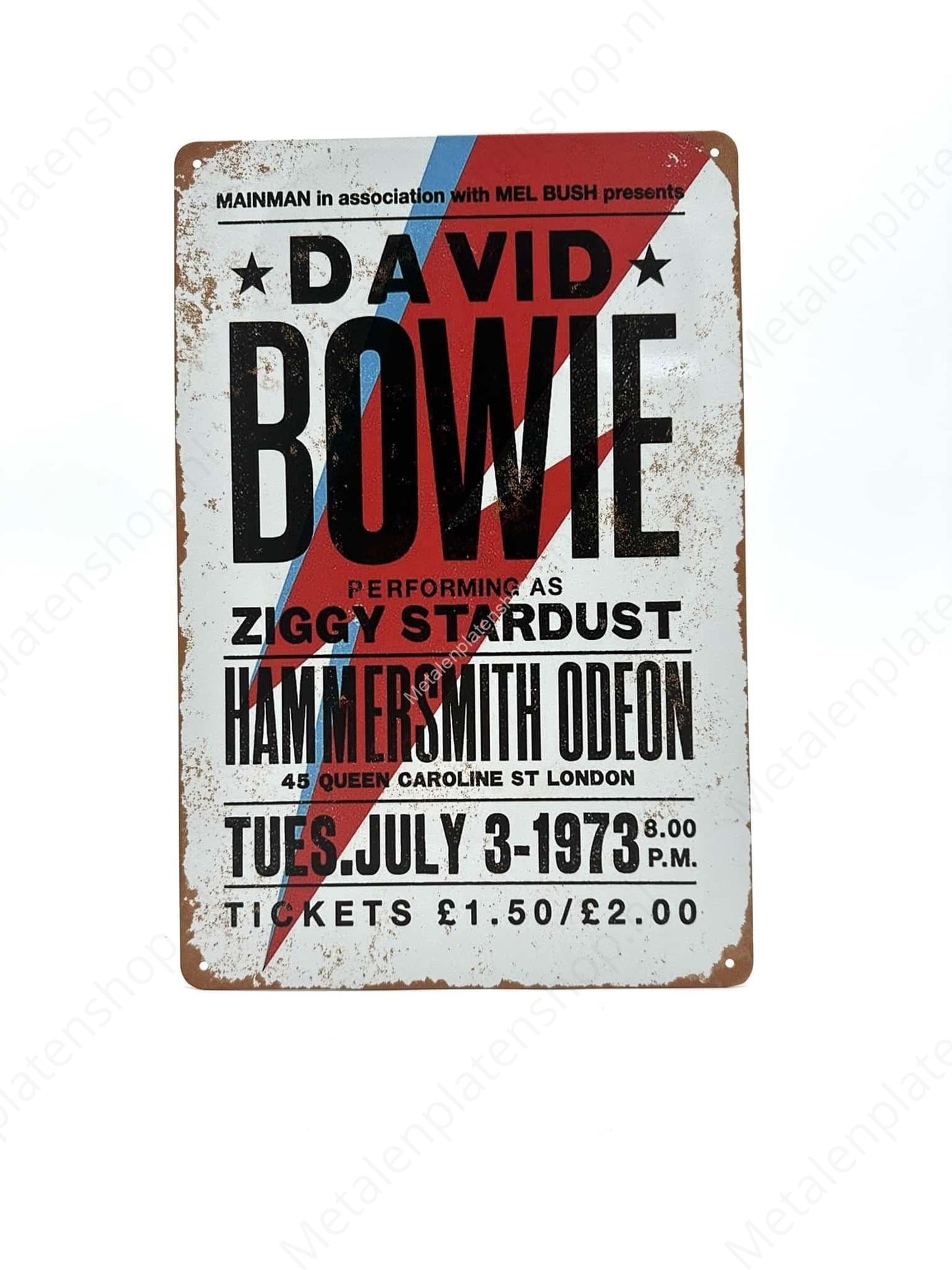 David Bowie – Ziggy Stardust – Musik – Metall-Wandschild