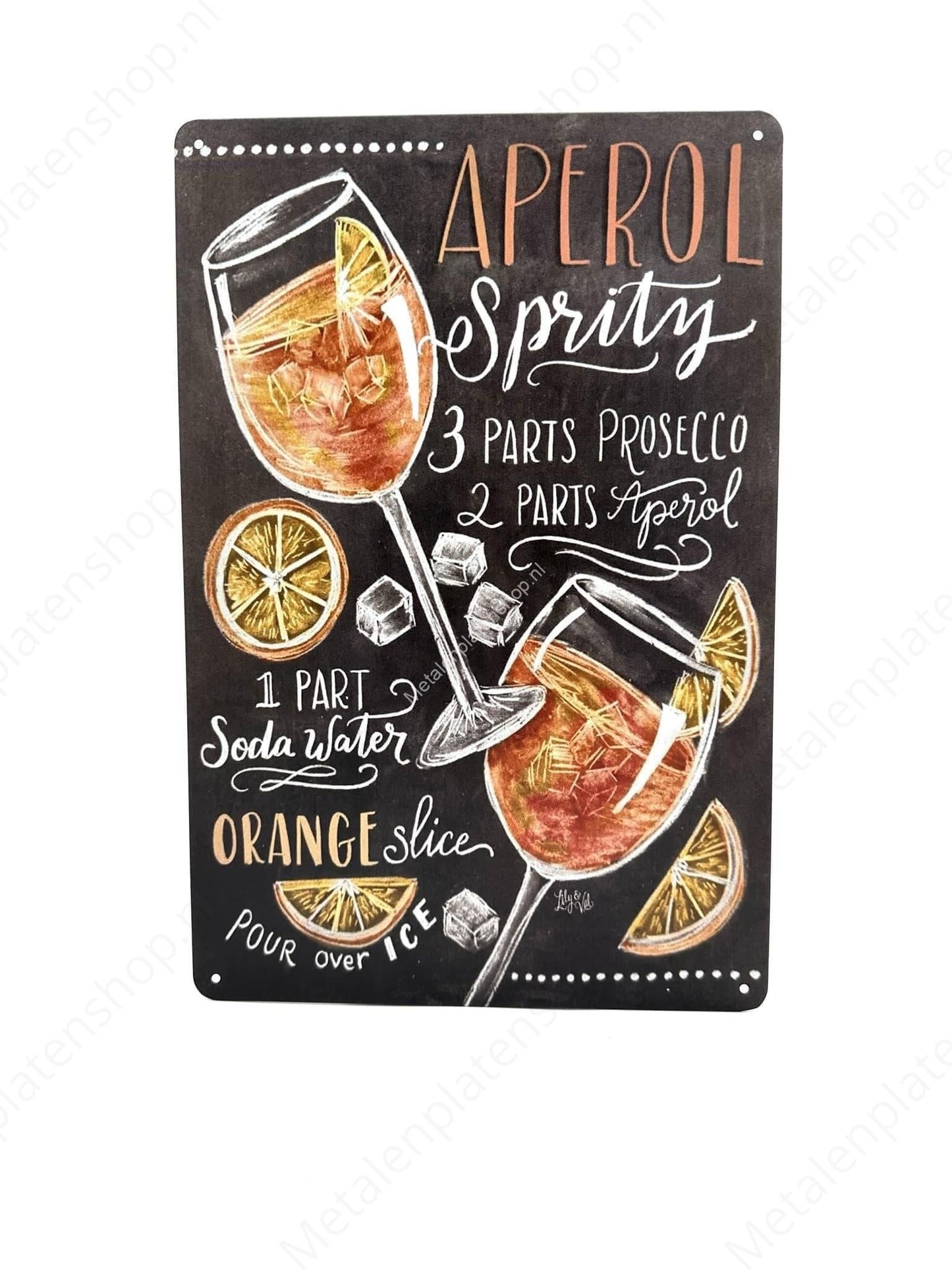 Aperol Spritz Cocktail - Chalkboard - Metal Wall Sign