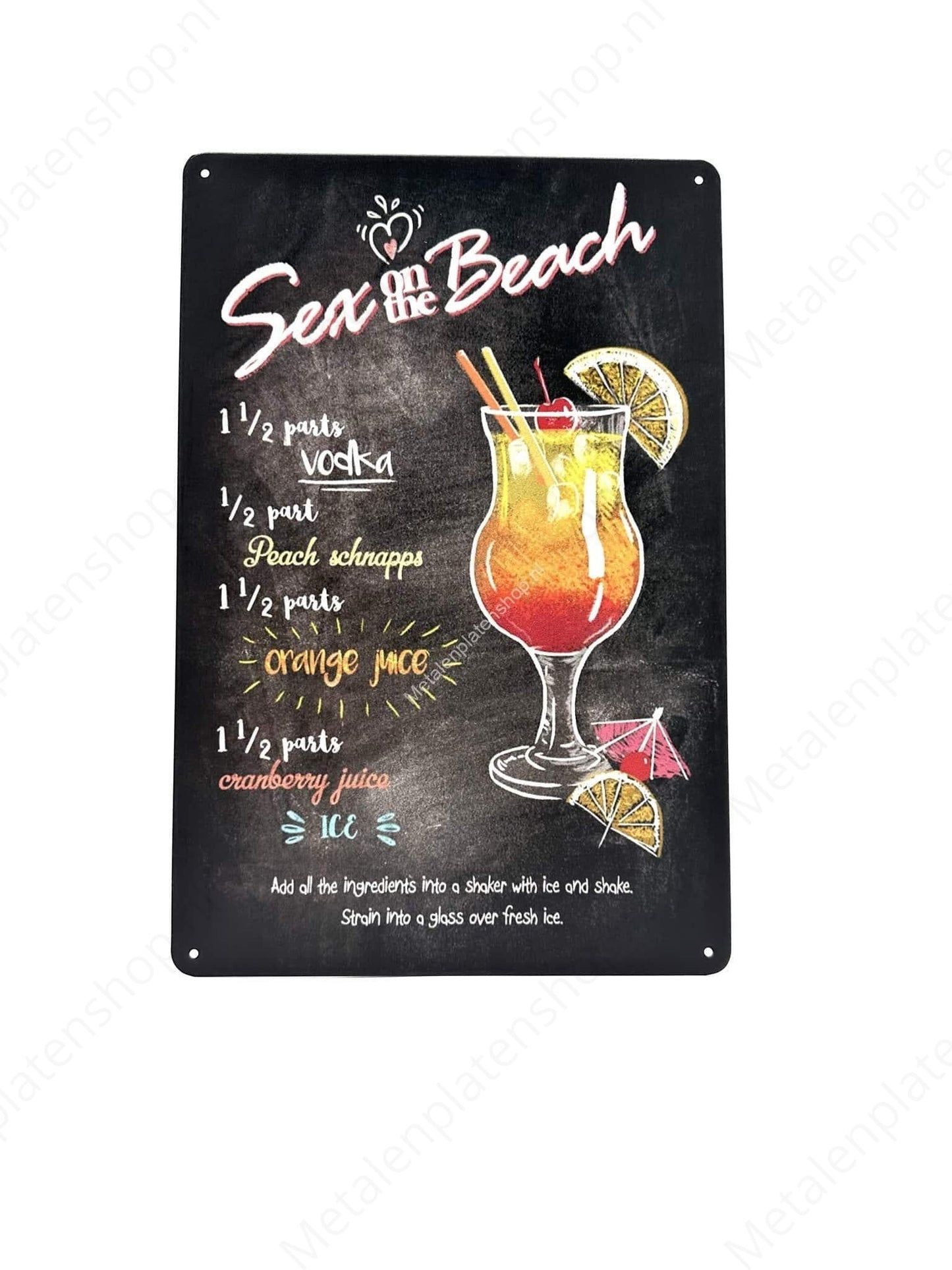 Sex on the Beach Cocktail - Metal Wall Sign