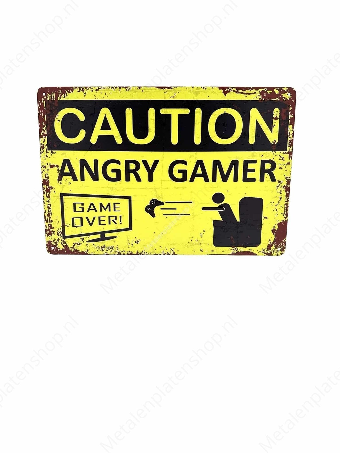 Caution Angry Gamer - Gaming - Metal Wall Sign
