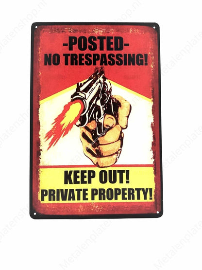 Keep out! Private Property! - Metalen Wandbord