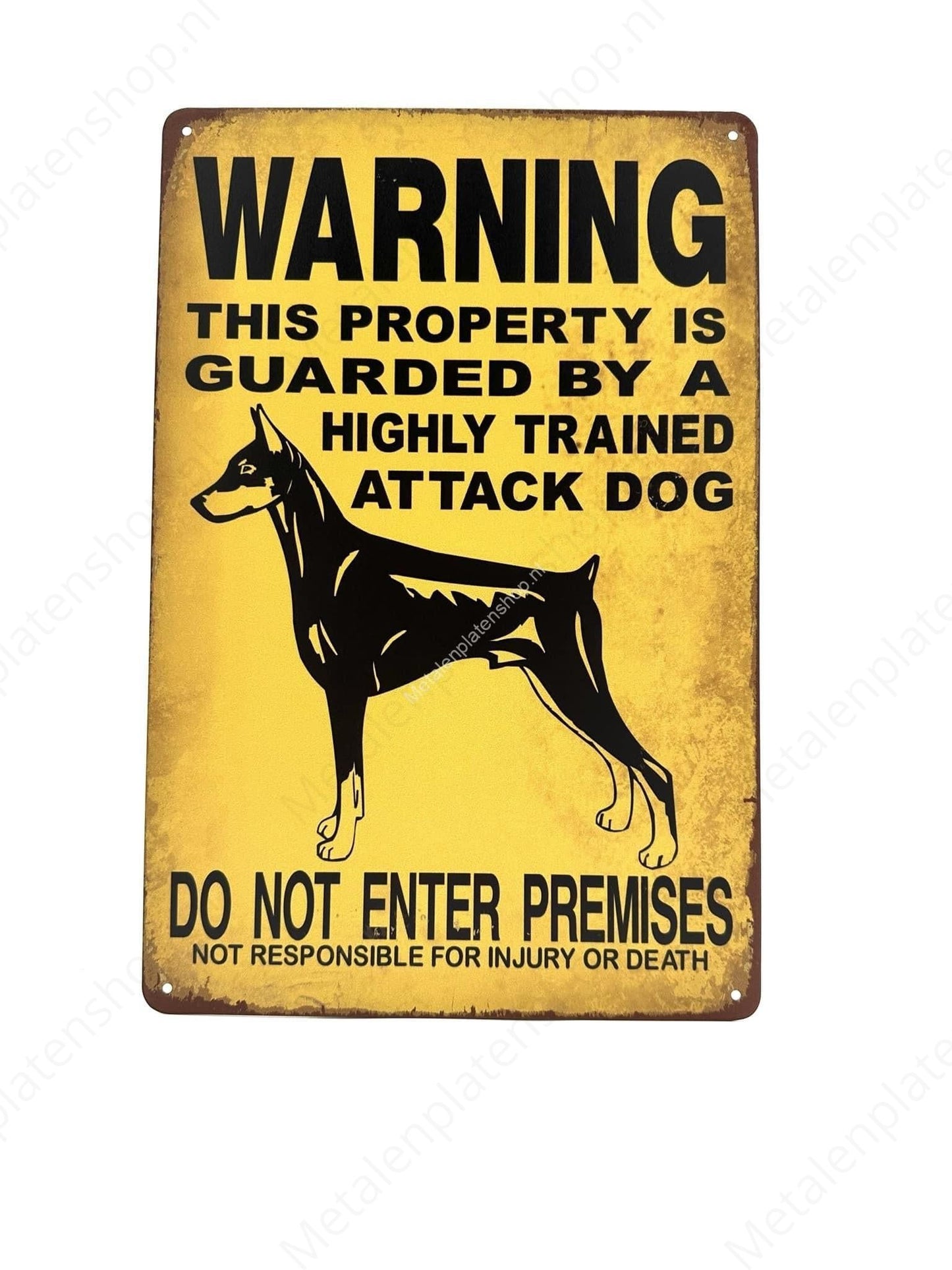 Warning - This property is guarded! - Waarschuwing - Metalen Wandbord