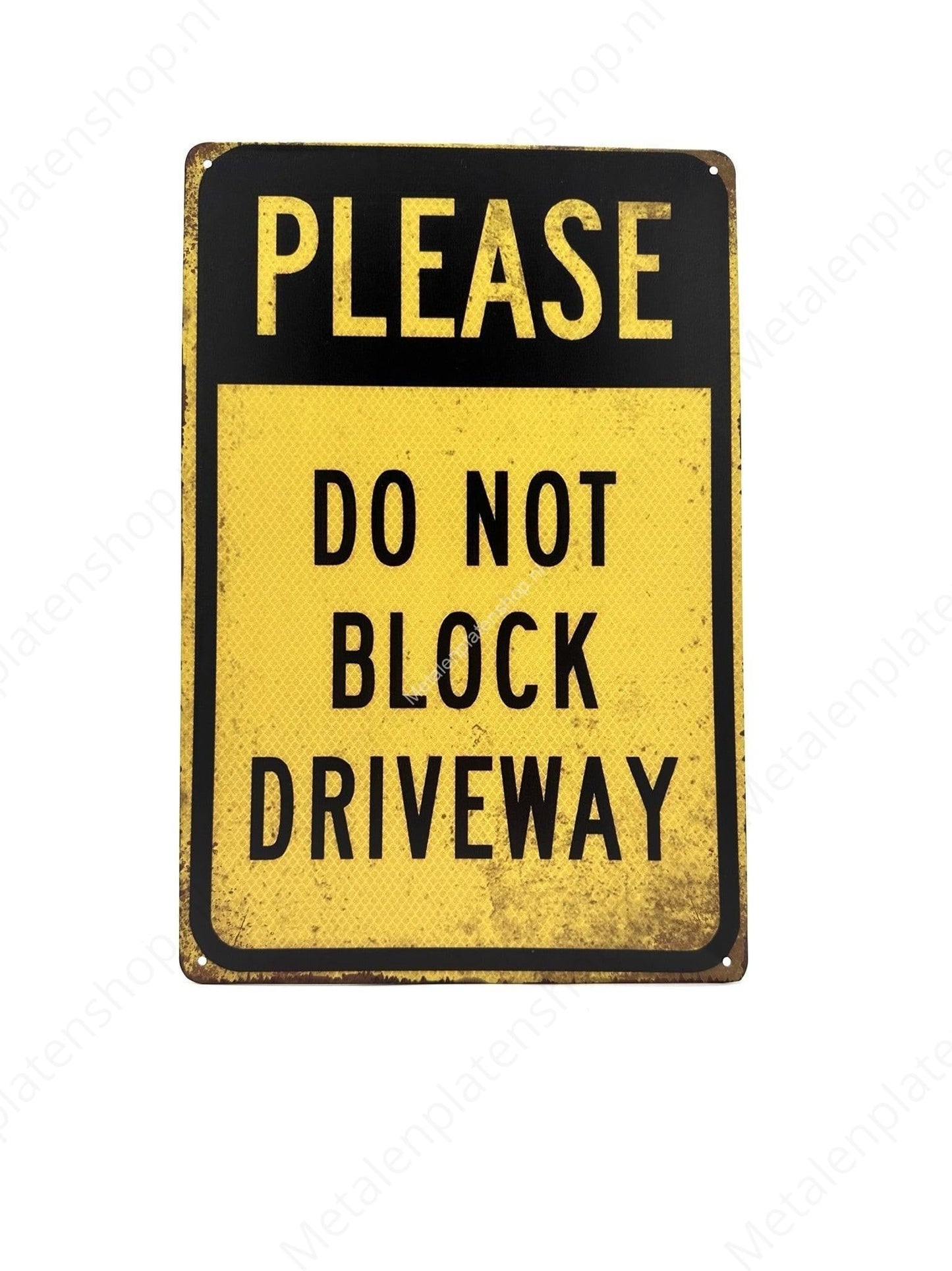 Please Do Not Block Driveway - Metalen Wandbord
