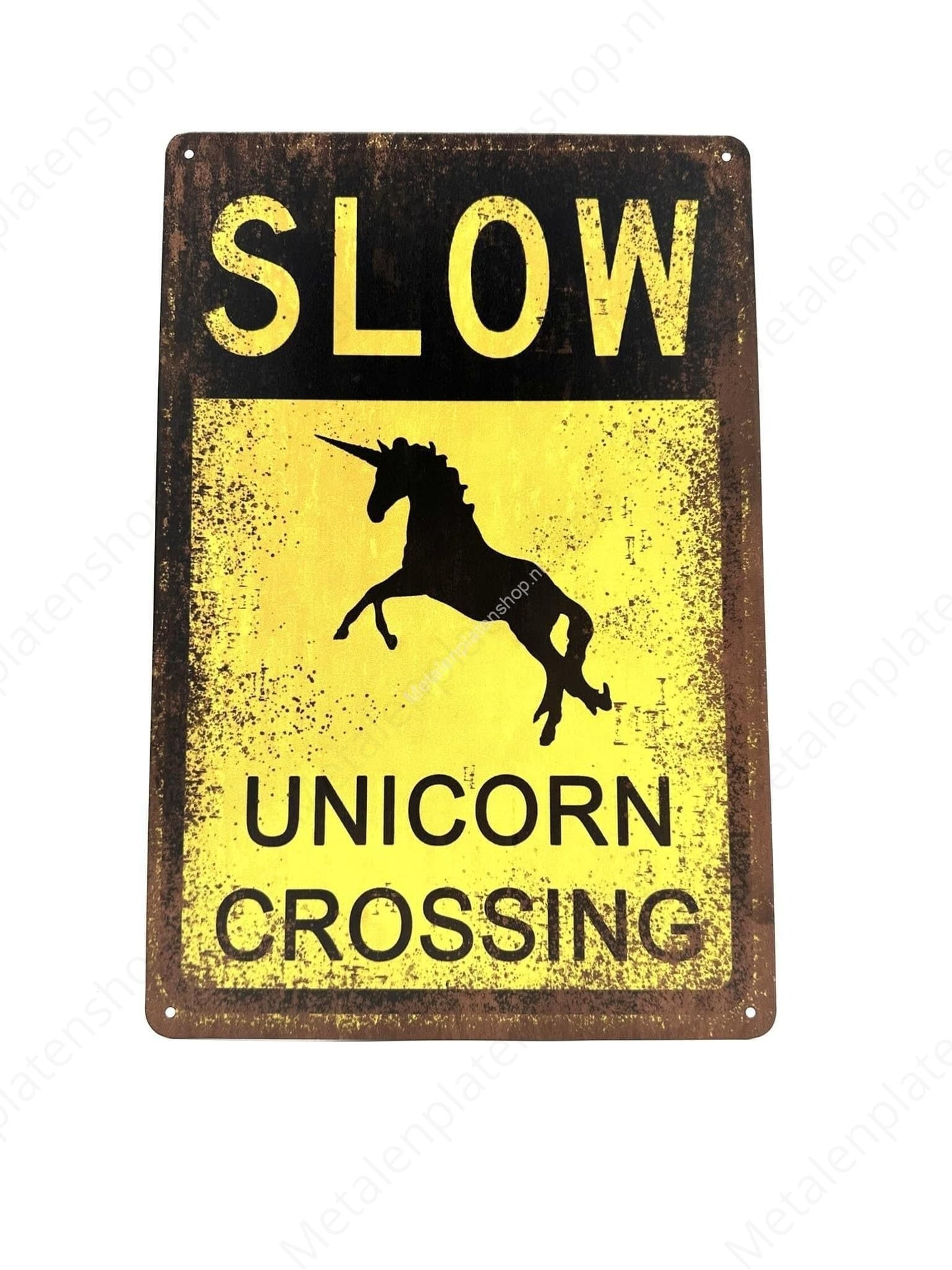 Slow Unicorn Crossing - Metal Wall Sign