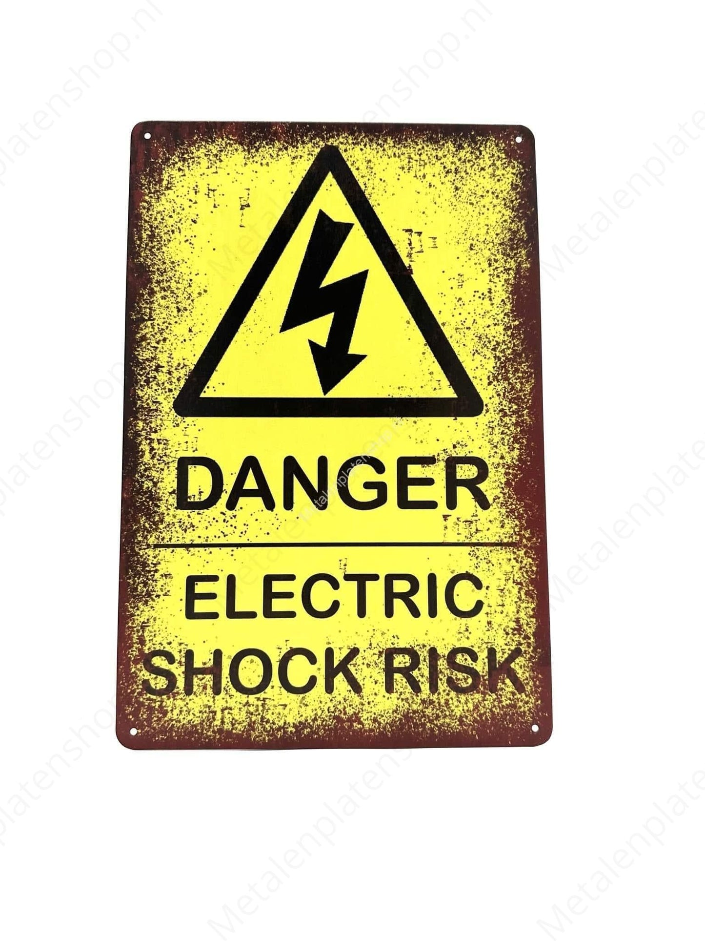 Danger Electric Shock Risk - Metal Wall Sign