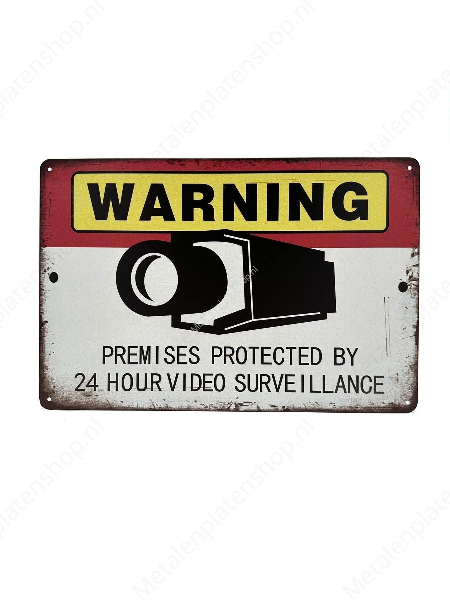 Warning - Premises protected by 24 hour video surveillance - Metal Wall Sign