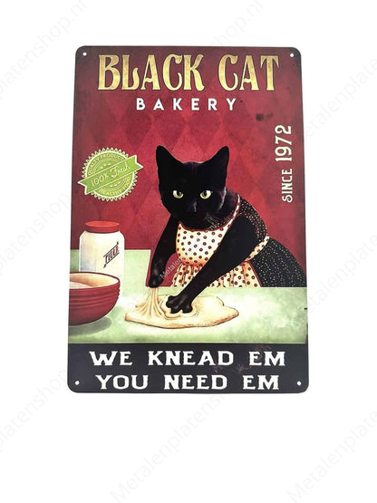Black Cat Bakery - Cat - Metal Wall Sign