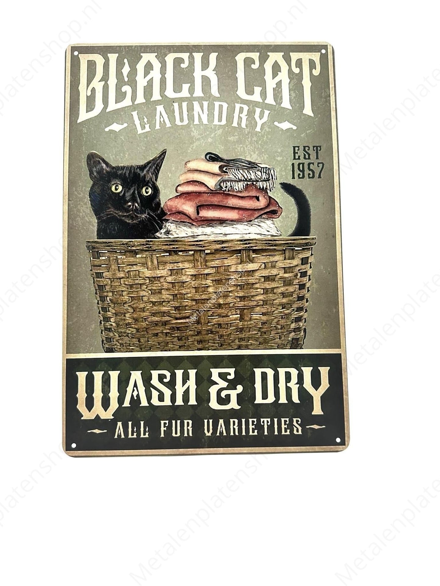 Black Cat Laundry - Cat - Metal Wall Sign