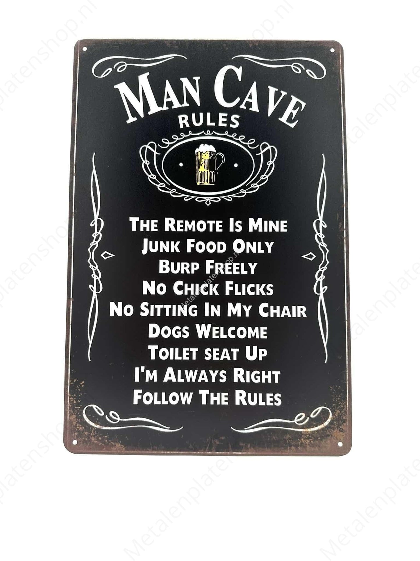Man cave Rules - Metal Wall Sign