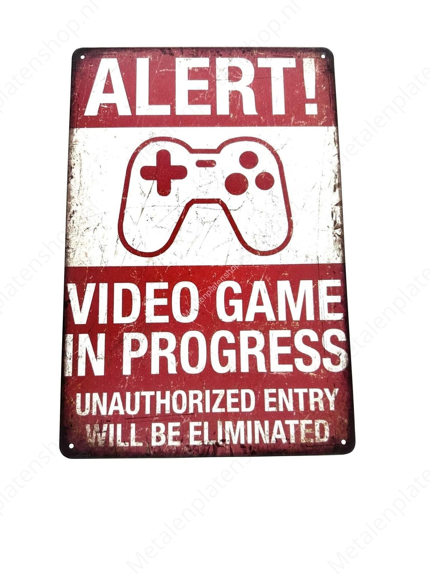 ALERT! Video Game in Progress - Gamen #2 - Metalen Wandbord