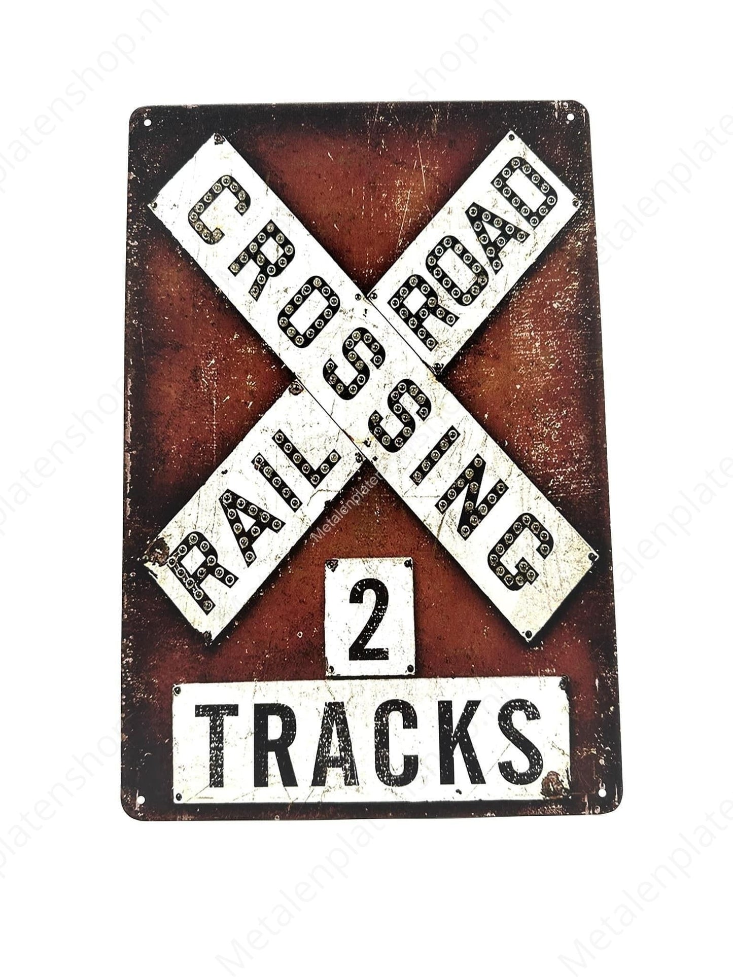 Crossing 2 Railroad Tracks - Train - Metal Wall Sign