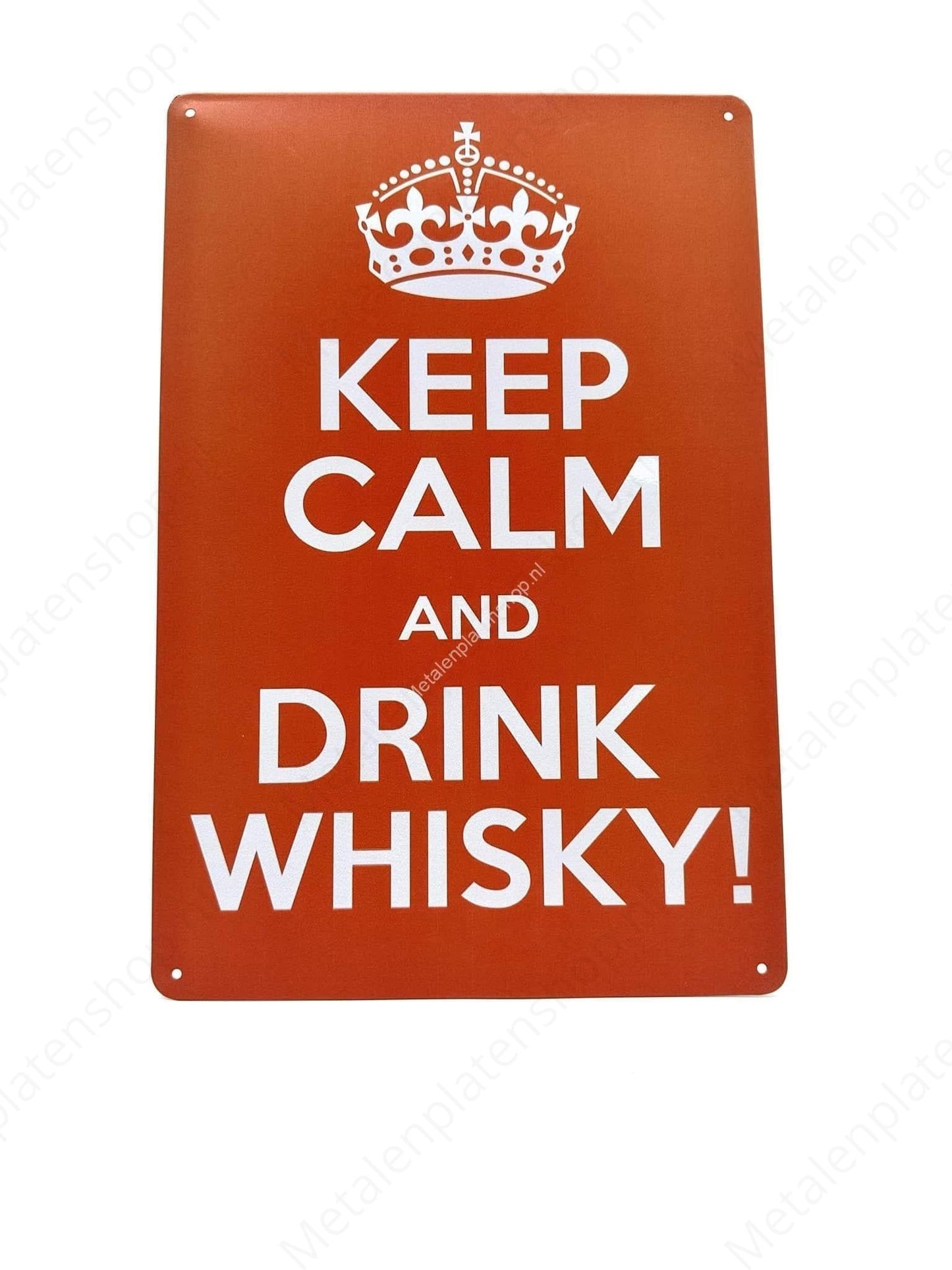 Keep Calm – und trink Whiskey – Metall-Wandschild