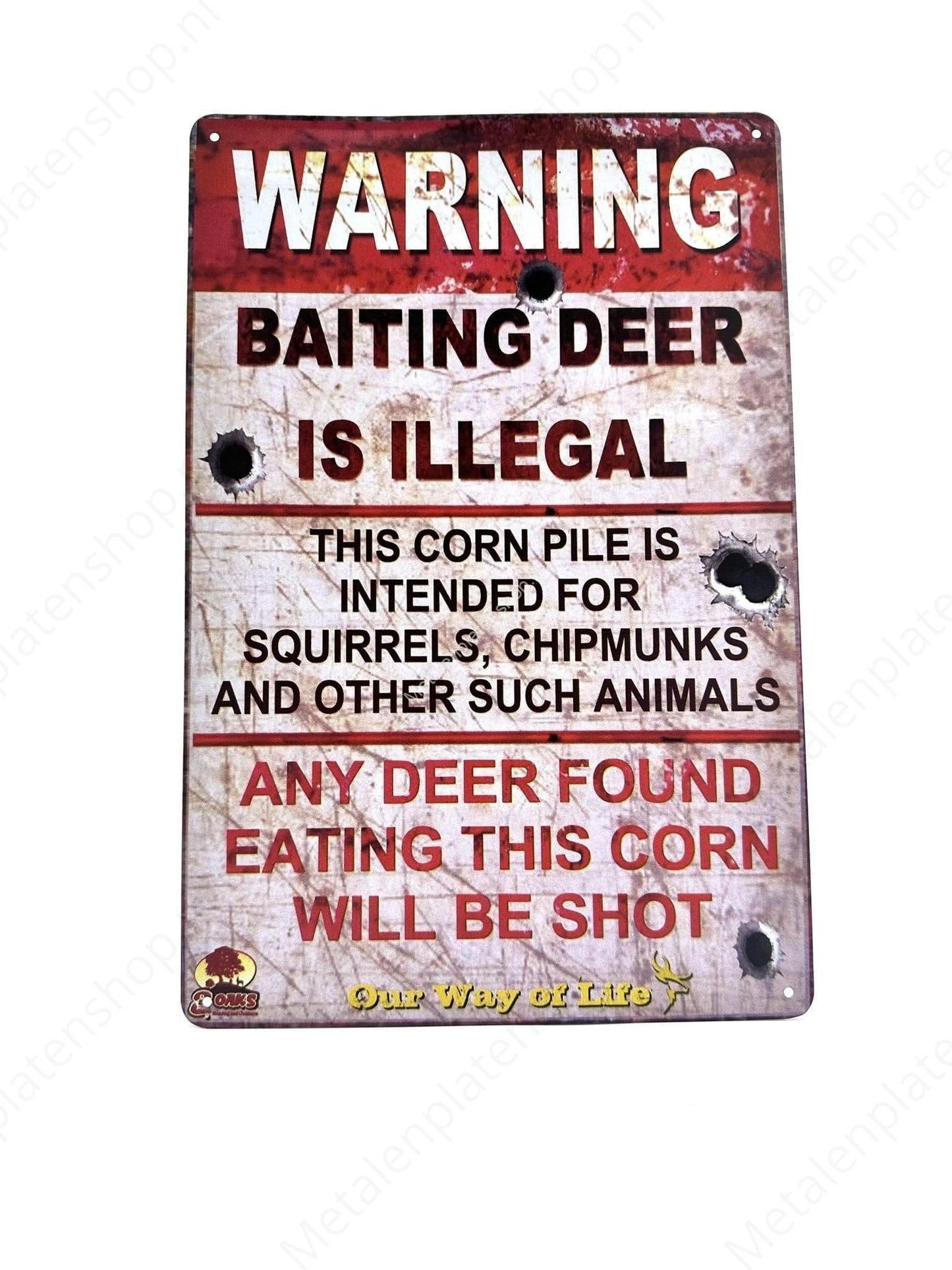 Warning Baiting Deer is Illegal - Warning - Metal Wall Sign