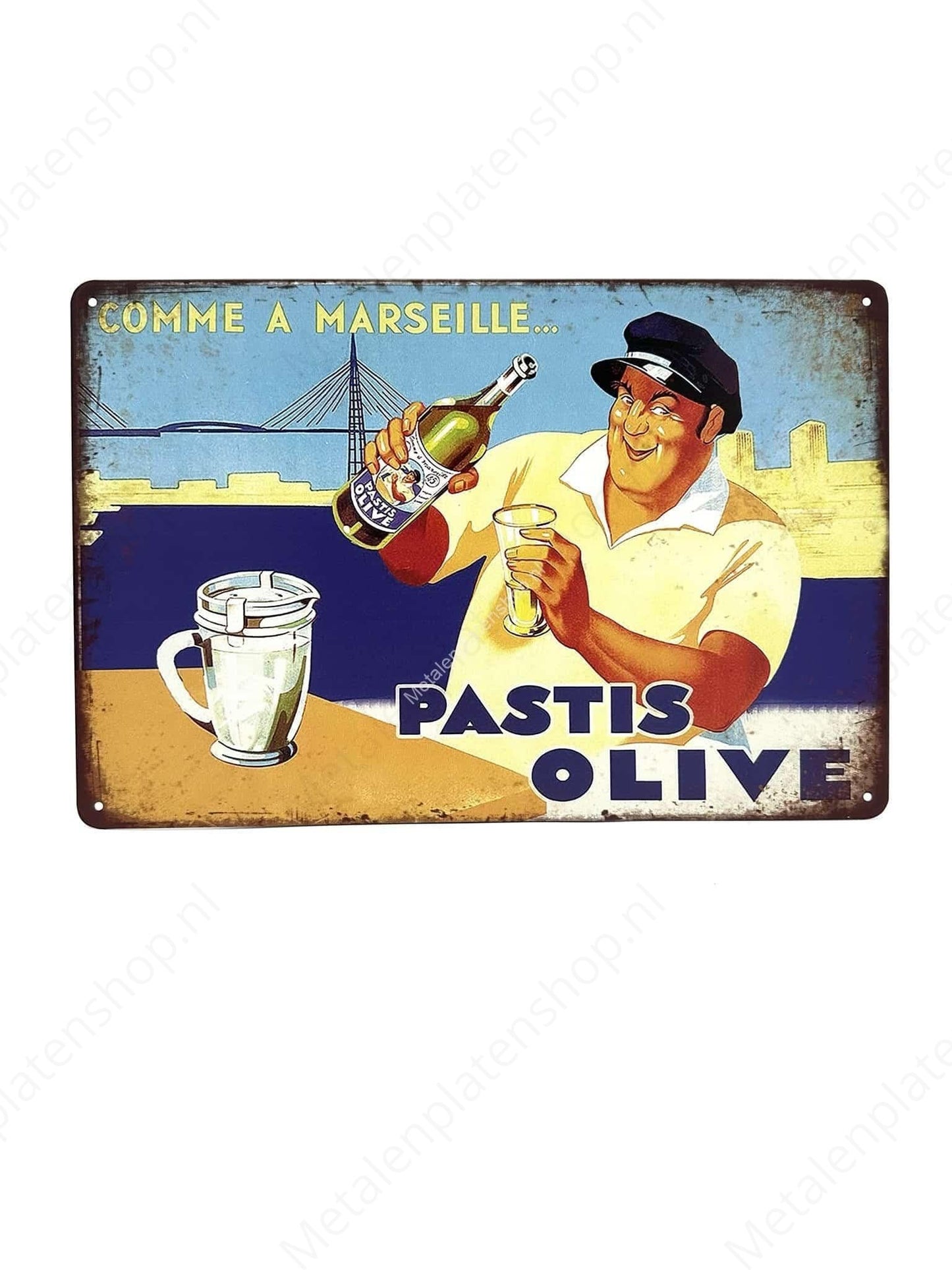 Pastis Olive – Getränk – Metall-Wandschild