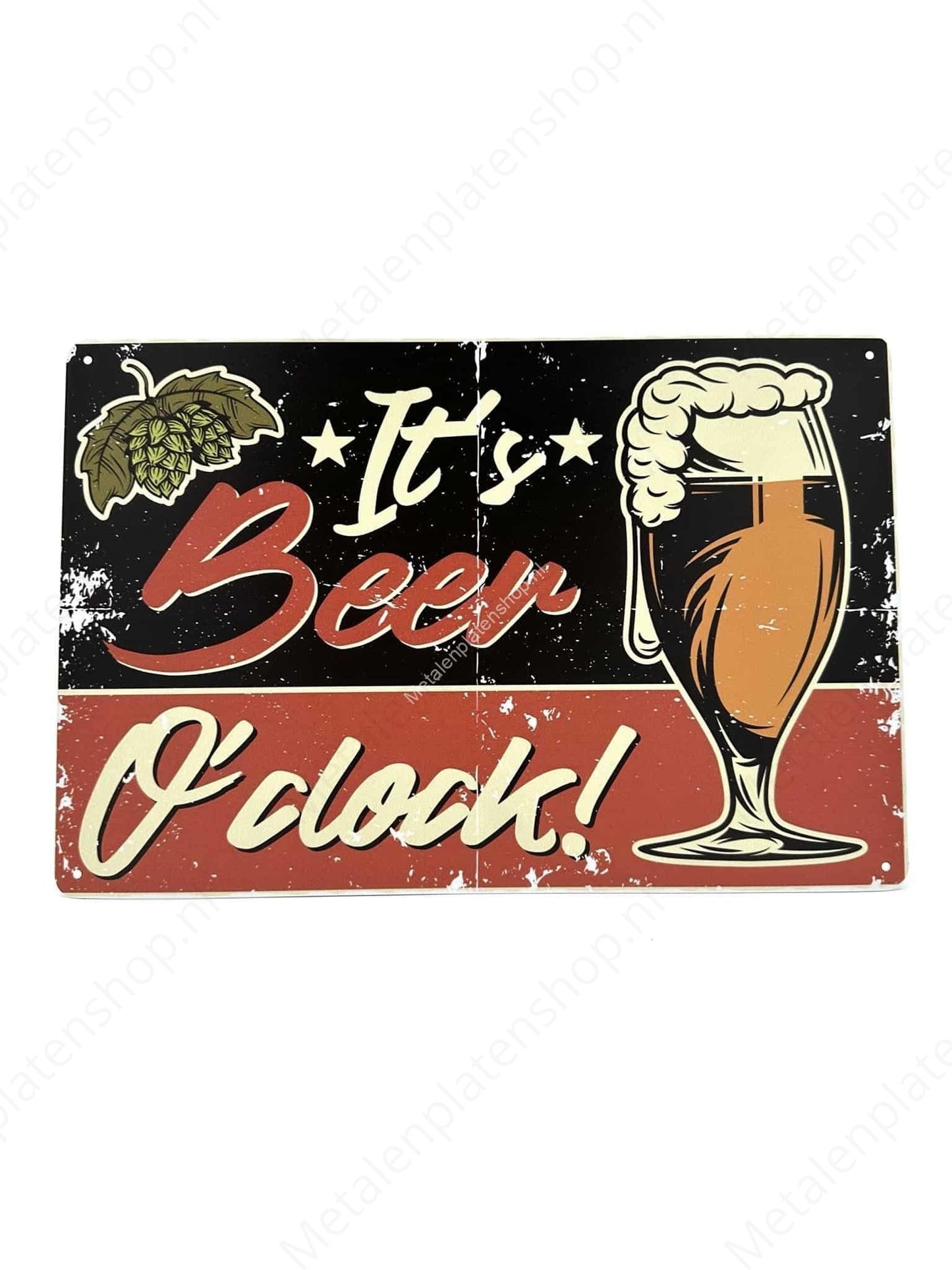 It's Beer O'Clock - Bier - Metall-Wandschild