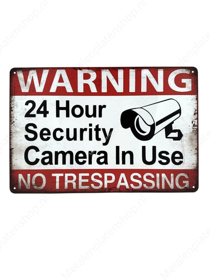 Warning 24 Hours Surveillance - Metal Wall Sign