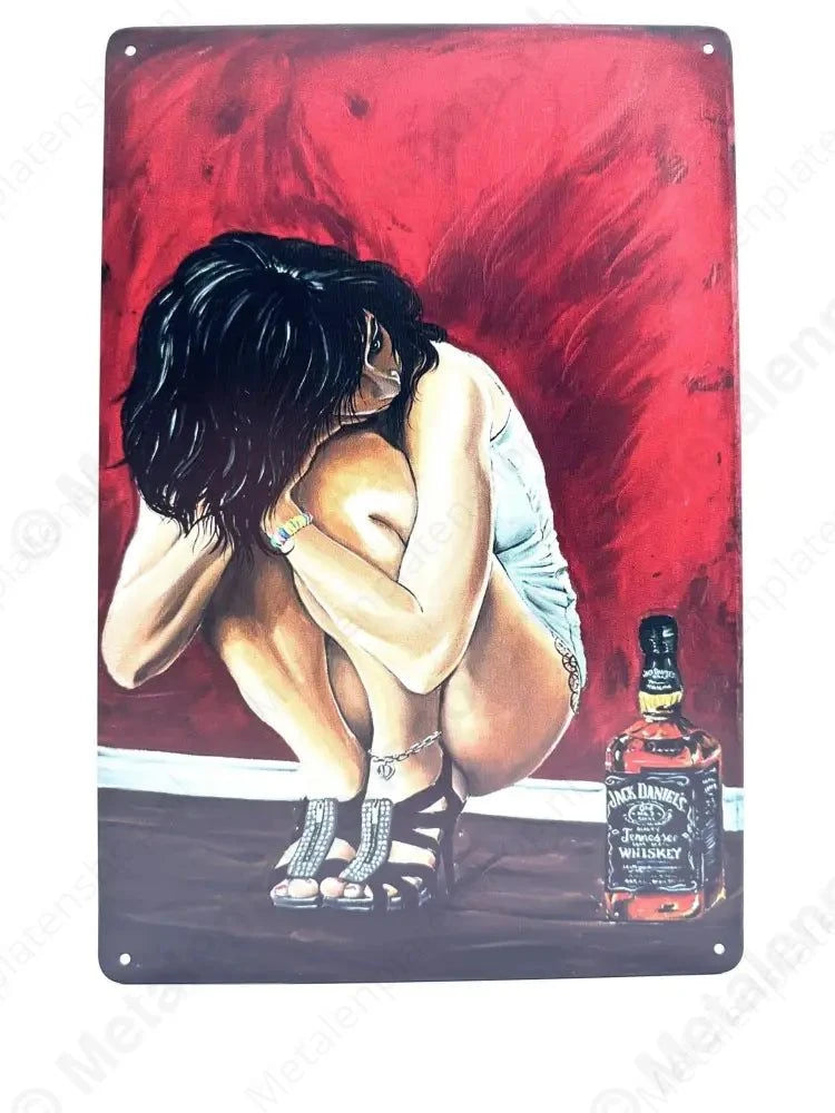 Jack Daniels - Vrouw 2 - Metalen Wandbord Metaalbord
