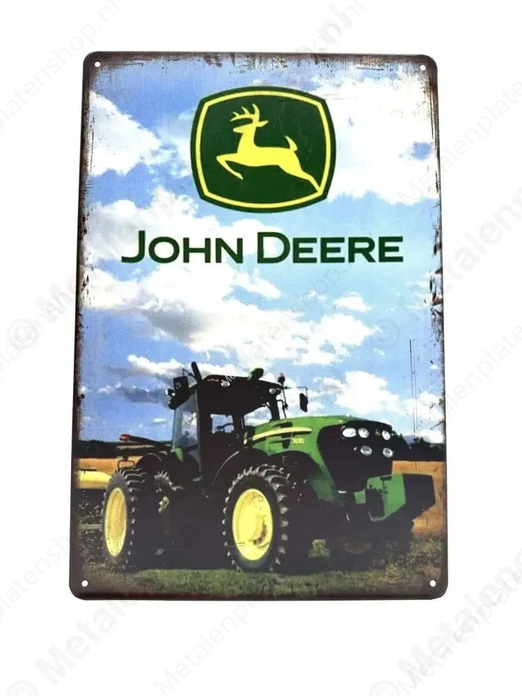 John Deere - Traktor - Metalen Wandbord Metaalbord