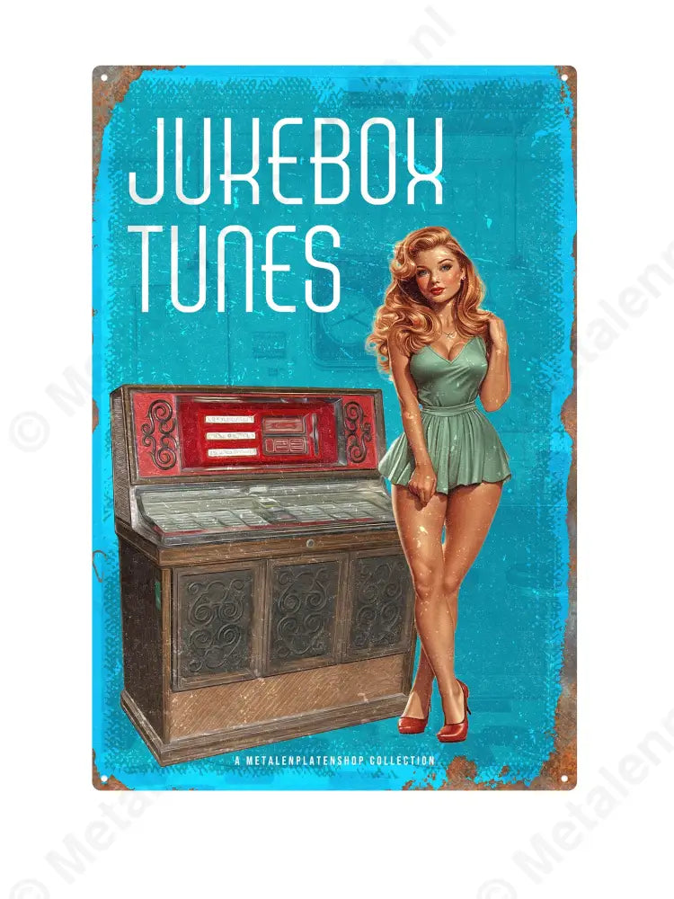 Jukebox Tunes - Pin-Up - MPS Collection Blauw Metaalbord