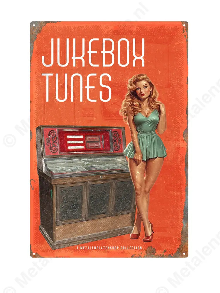 Jukebox Tunes - Pin-Up - MPS Collection Rood Metaalbord