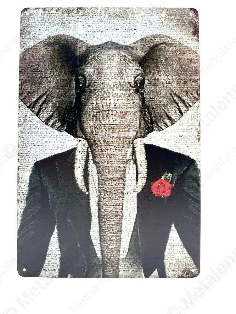 Olifant - Metalen Wandbord Metaalbord