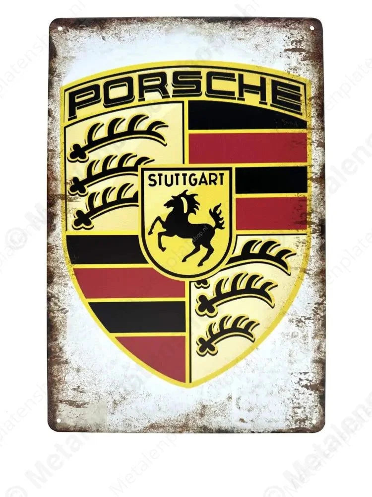 Porsche - Metalen Wandbord Metaalbord