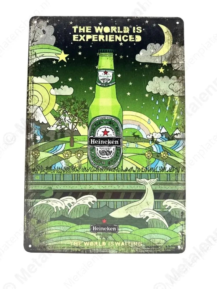 The world is experience Heineken - Metalen Wandbord Metaalbord