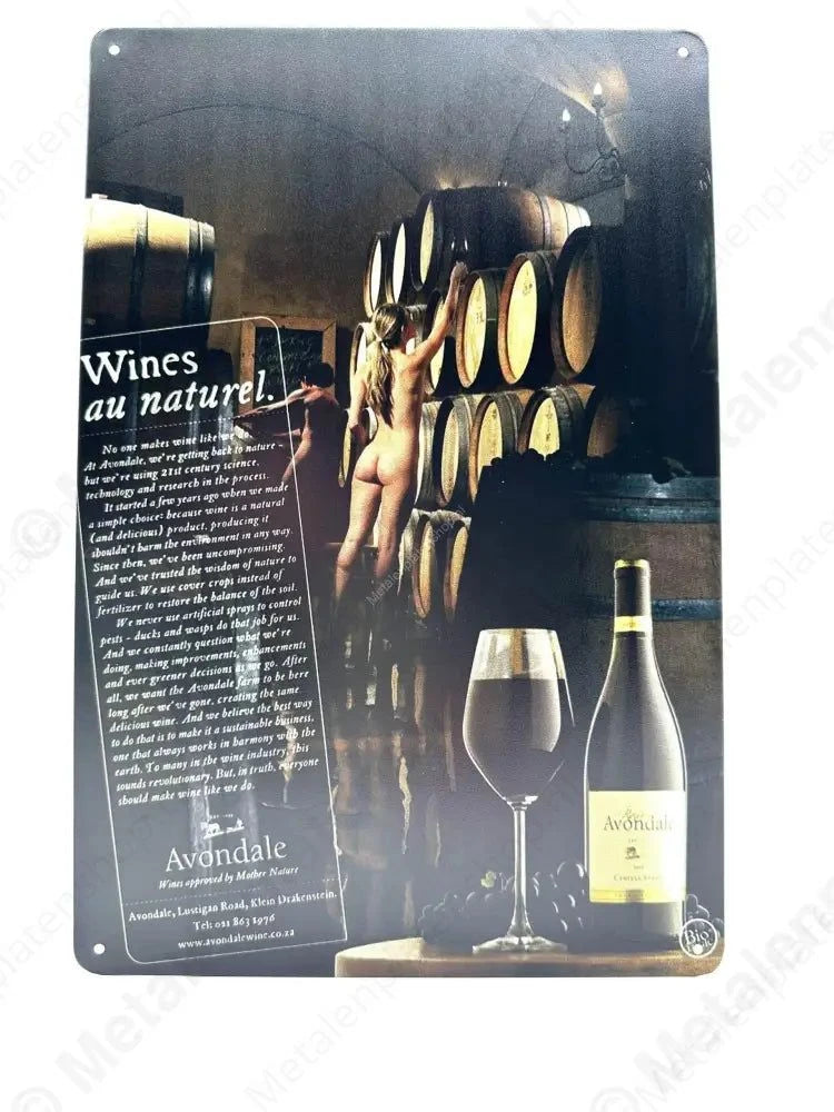 Wines au Naturel - Metalen Wandbord Metaalbord